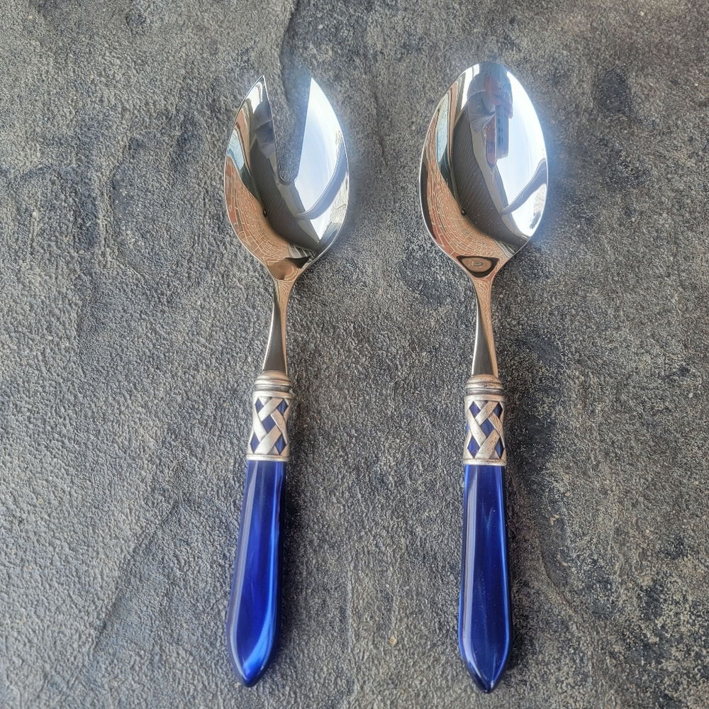 Bugatti Aladdin Antique Blue Stainless Steel Salad Server Set